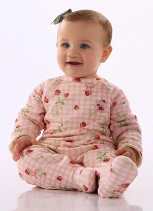 Up Baby - Macacão Bebê Suedine Pezinho Estampado - UP BABY