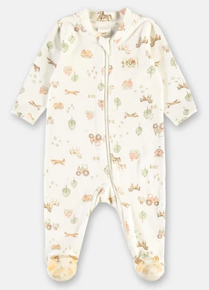 Up Baby - Macacão Bebê Suedine Zíper Estampado - UP BABY