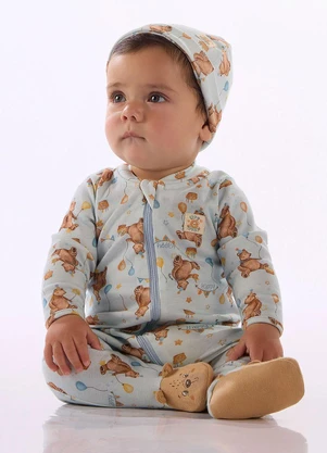 Up Baby - Macacão Bebê Suedine Zíper Estampado - UP BABY