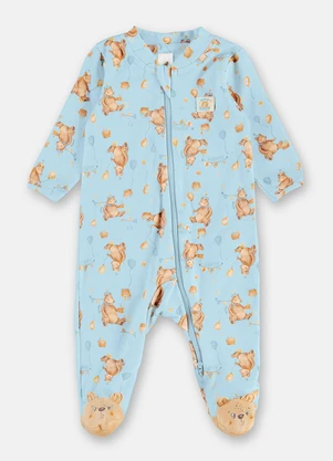 Up Baby - Macacão Bebê Suedine Zíper Estampado - UP BABY