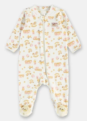 Up Baby - Macacão Bebê Suedine Zíper Estampado - UP BABY