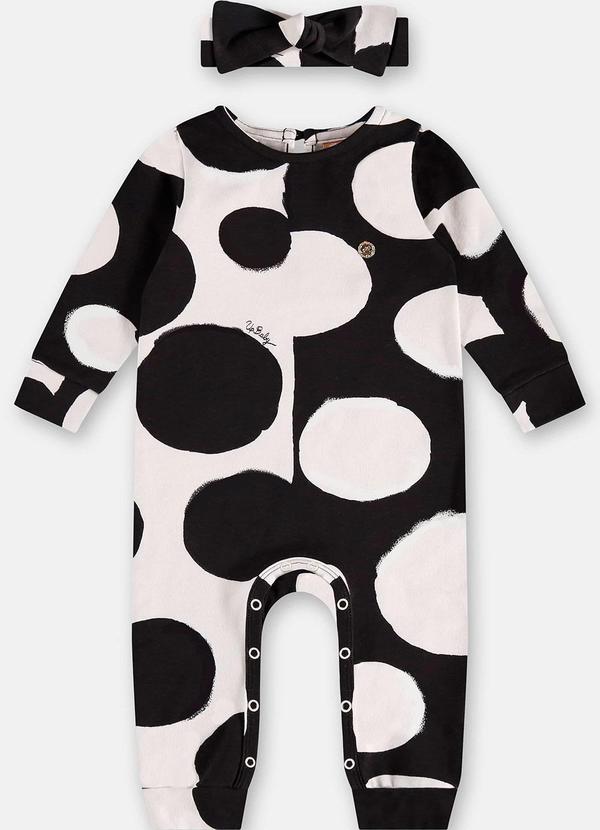 Up Baby - Macacão Bolinhas para Bebê Menina Preto