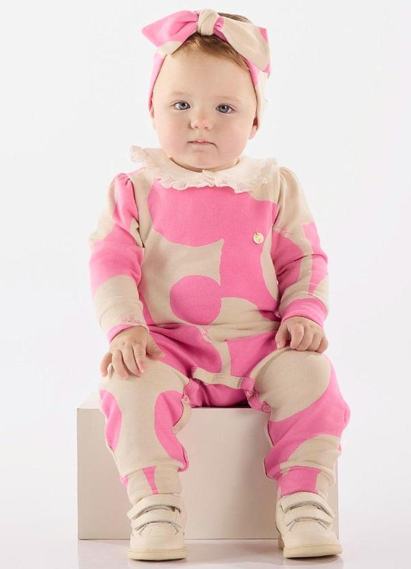 Up Baby - Macacão Bolinhas para Bebê Menina Rosa