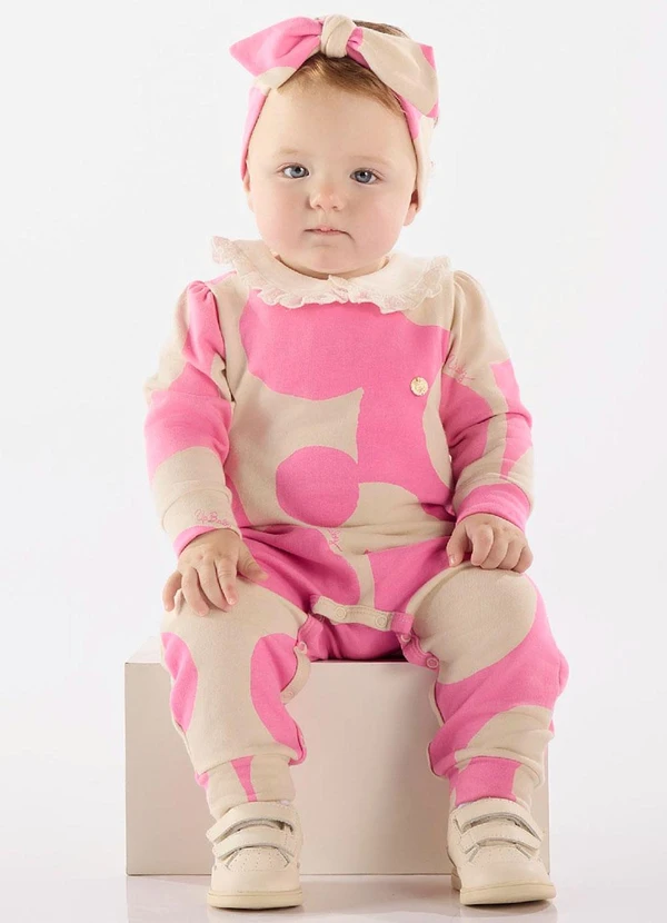 Up Baby - Macacão Bolinhas para Bebê Menina Rosa