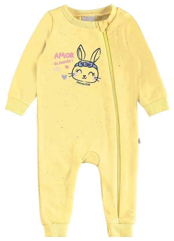 Malwee Kids - Macacão Coelhinha em Moletom Amarelo