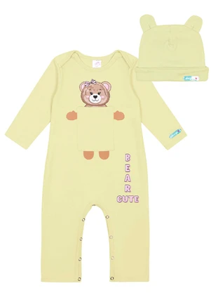 Abrange - Macacão com Gorro Baby Amarelo - ABRANGE