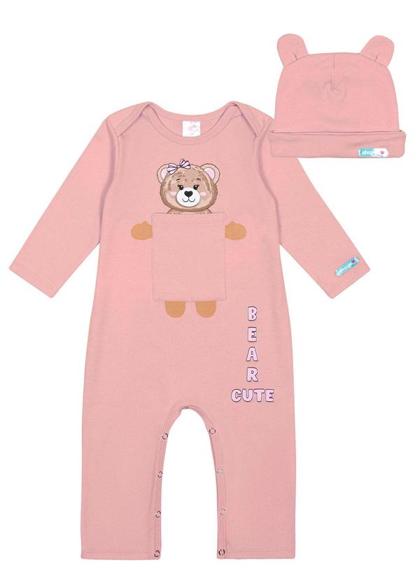 Abrange - Macacão com Gorro Baby Rosa