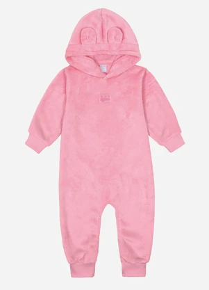 Abrange - Macacão com Orelhinha Bebê Menina Rosa - ABRANGE