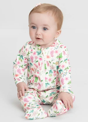 Macacão Comfy para Bebê Menina Up Baby Branco - UP BABY