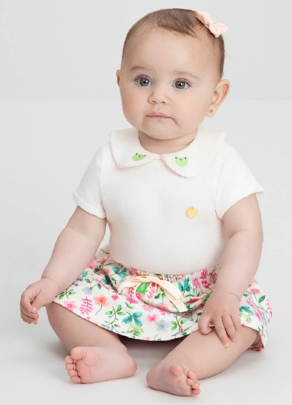 Up Baby - Macacão Comfy para Bebê Menina Up Baby Branco
