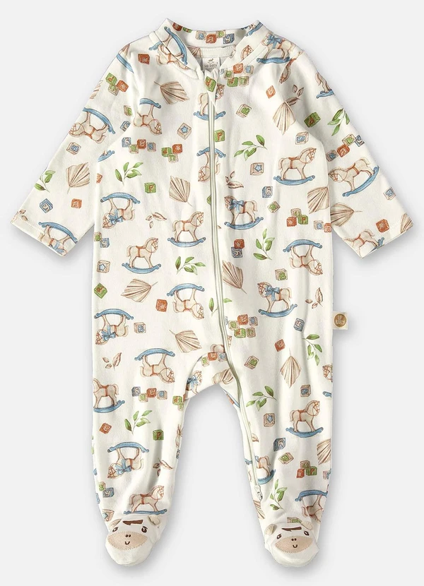 Up Baby - Macacão Comfy Unissex para Bebê Off White