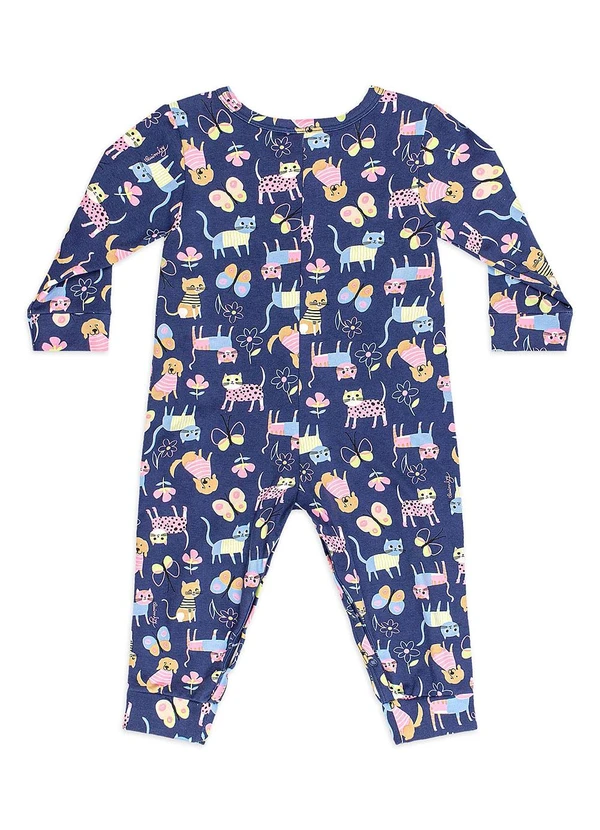 Quimby - Macacão Cotton Felpado Estampa Azul 2