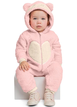 Quimby - Macacão de Gatinha para Bebê Menina Rosa - QUIMBY