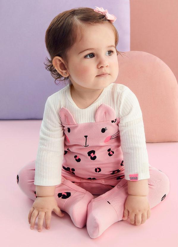 Momi - Macacão de Menina com Orelhas Rosa