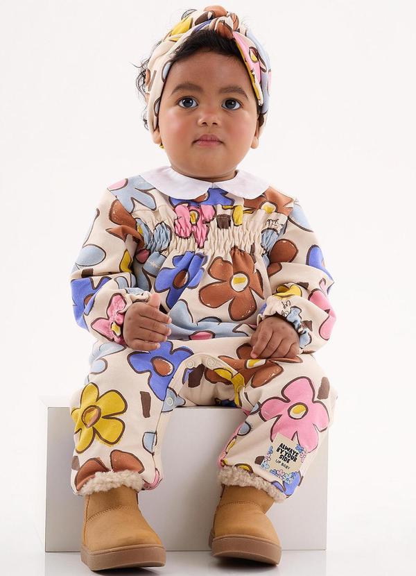 Up Baby - Macacão e Faixa Bebê Menina Marrom