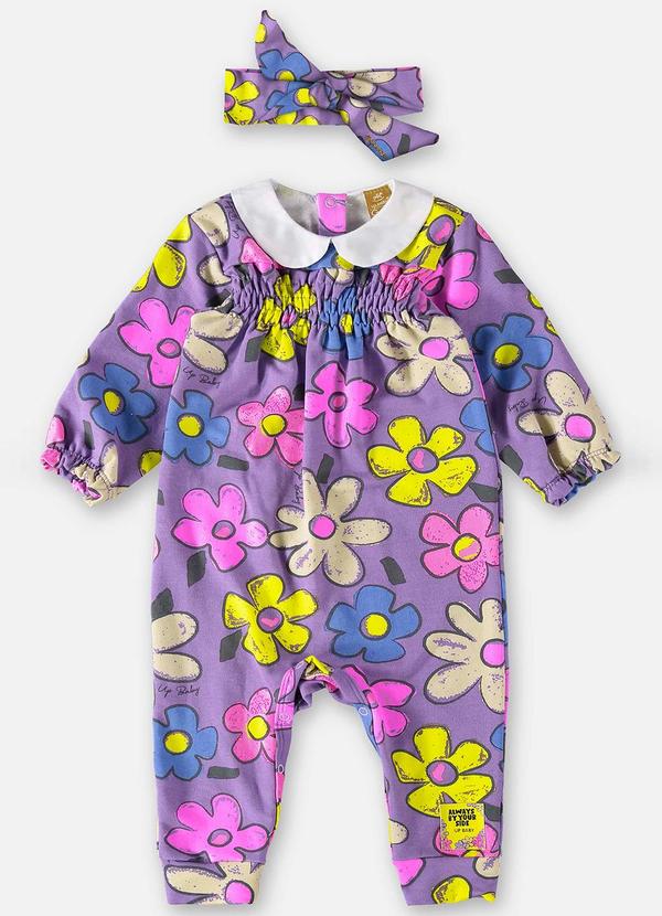 Up Baby - Macacão e Faixa Bebê Menina Roxo