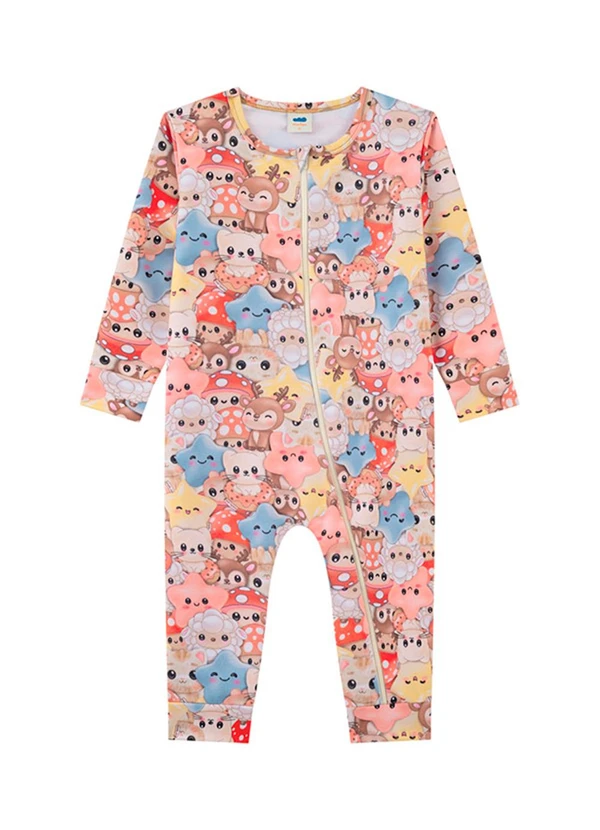 Marlan - Macacão em Molecotton Minhas Pelúcias Bege