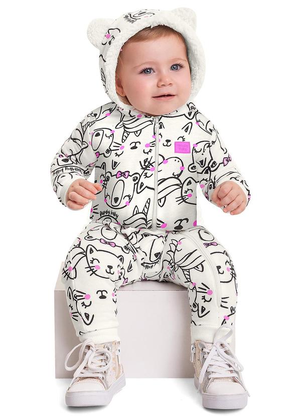 Quimby - Macacão em Moletom para Bebê Menina Branco