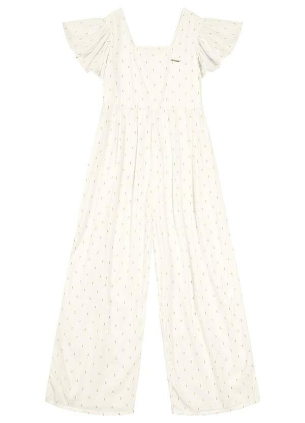 Carinhoso - Macacão em Plumetis com Brilho Off White