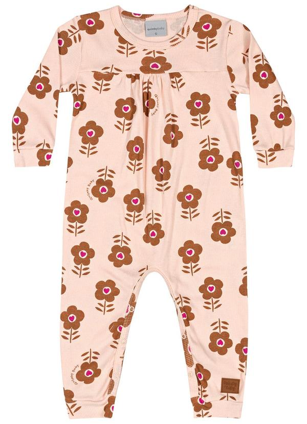 Quimby - Macacão em Ribana para Bebê Menina Bege