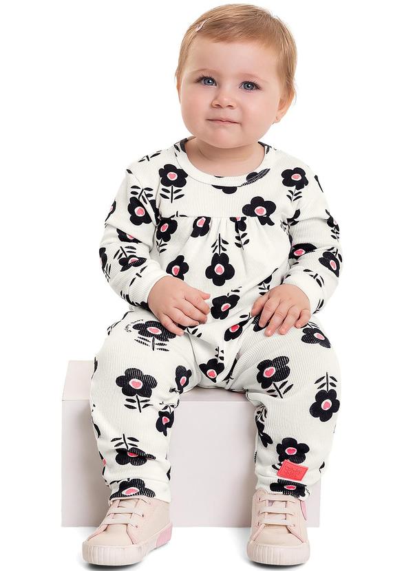 Quimby - Macacão em Ribana para Bebê Menina Branco