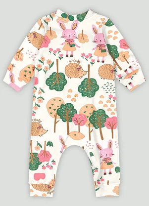 Macacão em Suedine para Bebê Menina Up Baby Branco - UP BABY