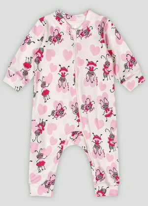 Macacão em Suedine para Bebê Menina Up Baby Branco - UP BABY