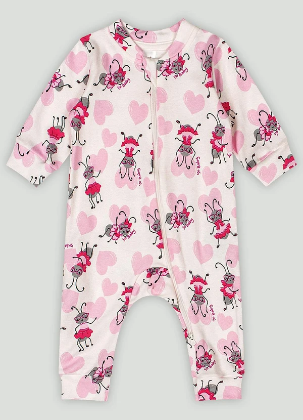 Up Baby - Macacão em Suedine para Bebê Menina Up Baby Branco