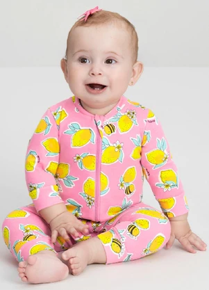 Up Baby - Macacão em Suedine para Bebê Menina Rosa - UP BABY