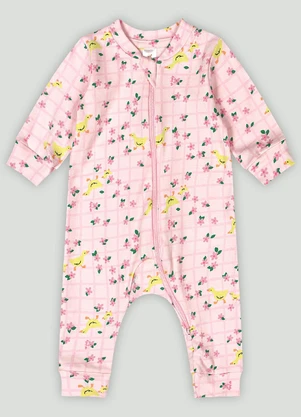 Macacão em Suedine para Bebê Menina Up Baby Rosa - UP BABY