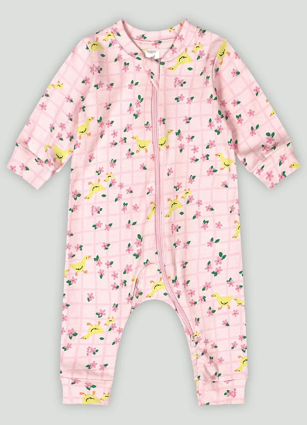 Up Baby - Macacão em Suedine para Bebê Menina Up Baby Rosa