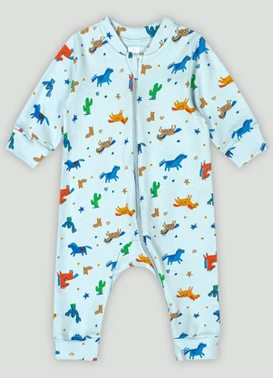 Up Baby - Macacão em Suedine para Bebê Menino Azul - UP BABY