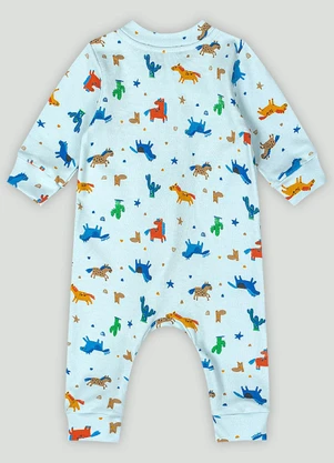 Up Baby - Macacão em Suedine para Bebê Menino Azul - UP BABY