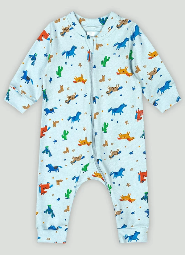 Up Baby - Macacão em Suedine para Bebê Menino Azul