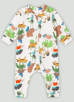 Up Baby - Macacão em Suedine para Bebê Menino Branco - UP BABY
