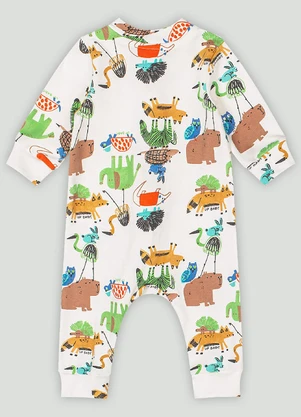 Up Baby - Macacão em Suedine para Bebê Menino Branco - UP BABY