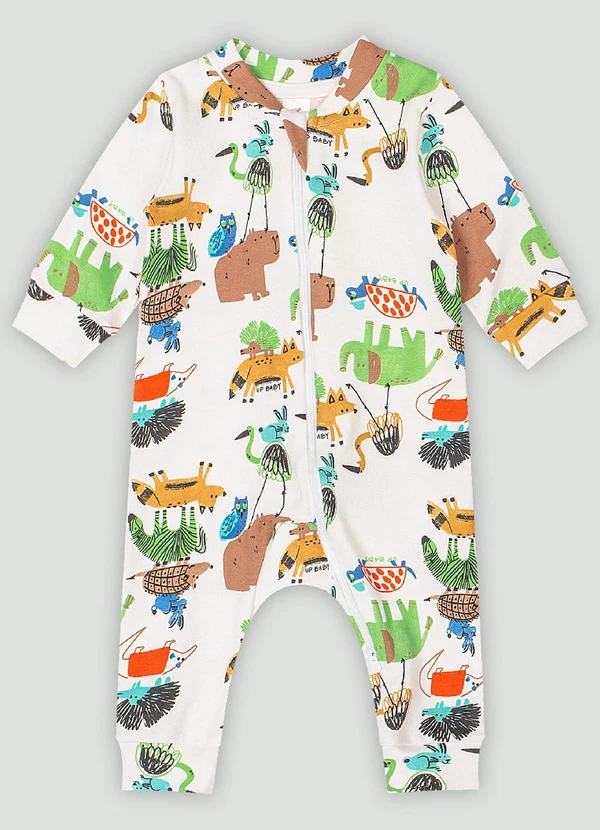 Up Baby - Macacão em Suedine para Bebê Menino Branco