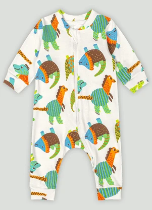 Up Baby - Macacão em Suedine para Bebê Menino Branco - UP BABY
