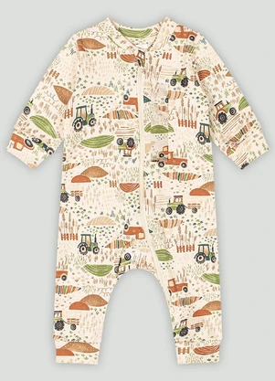 Up Baby - Macacão em Suedine para Bebê Menino Marrom - UP BABY