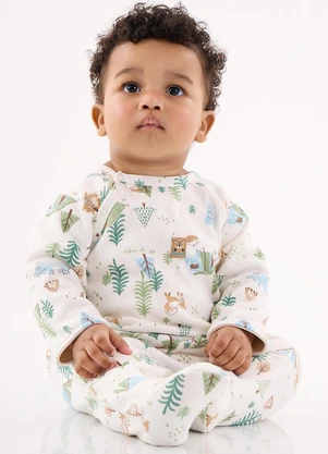 Up Baby - Macacão em Suedine Unissex Bebê Branco - UP BABY