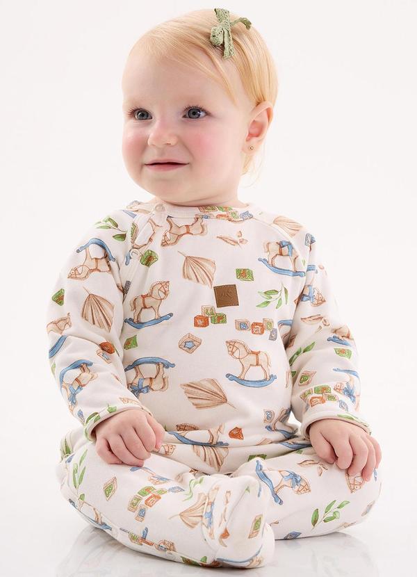 Up Baby - Macacão em Suedine Unissex Bebê Off White