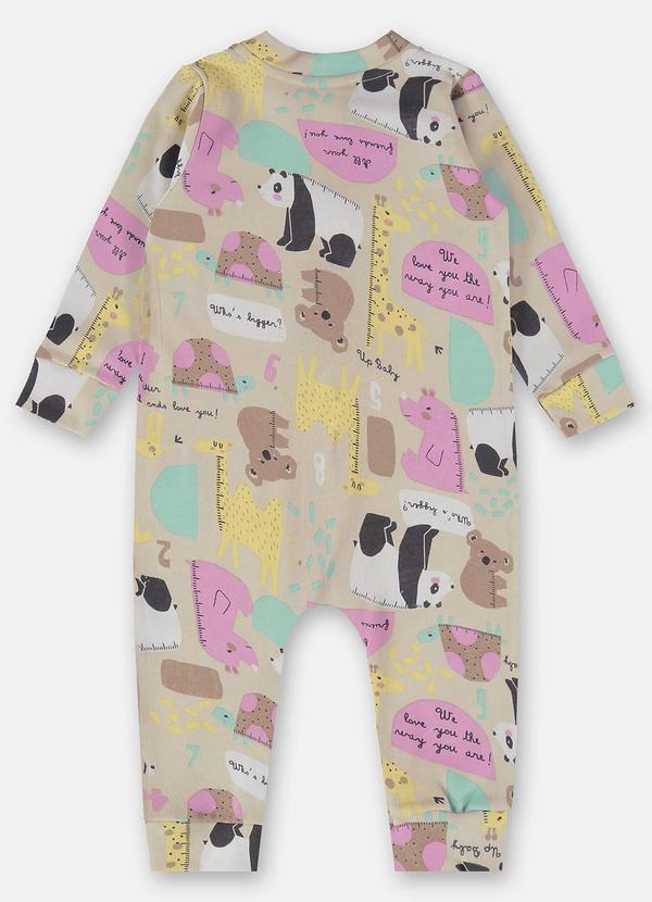 Up Baby - Macacão Estampado Bebê Menina Bege 2
