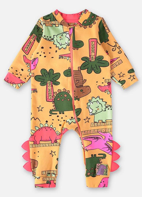 Up Baby - Macacão Estampado Bebê Menina Laranja