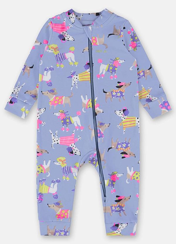 Up Baby - Macacão Estampado para Bebê Menina Azul