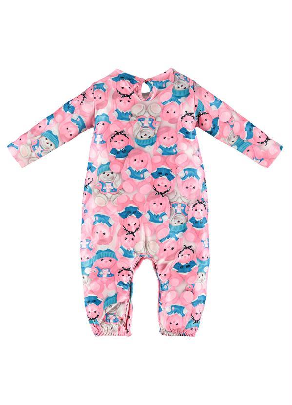 Up Baby - Macacão Flanelado para Bebê Menina Rosa 2
