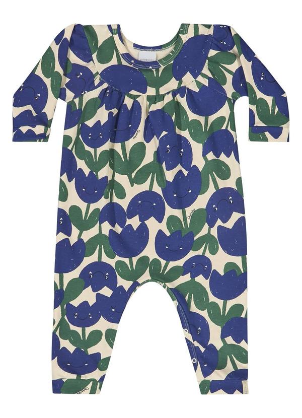 Quimby - Macacão Floral para Bebê Menina Azul 2