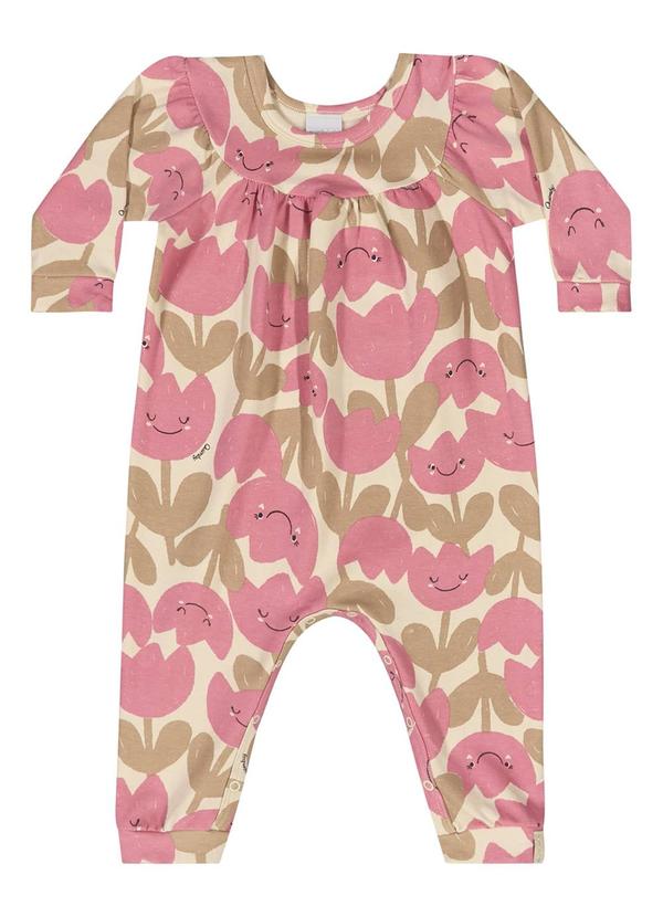 Quimby - Macacão Floral para Bebê Menina Rosa