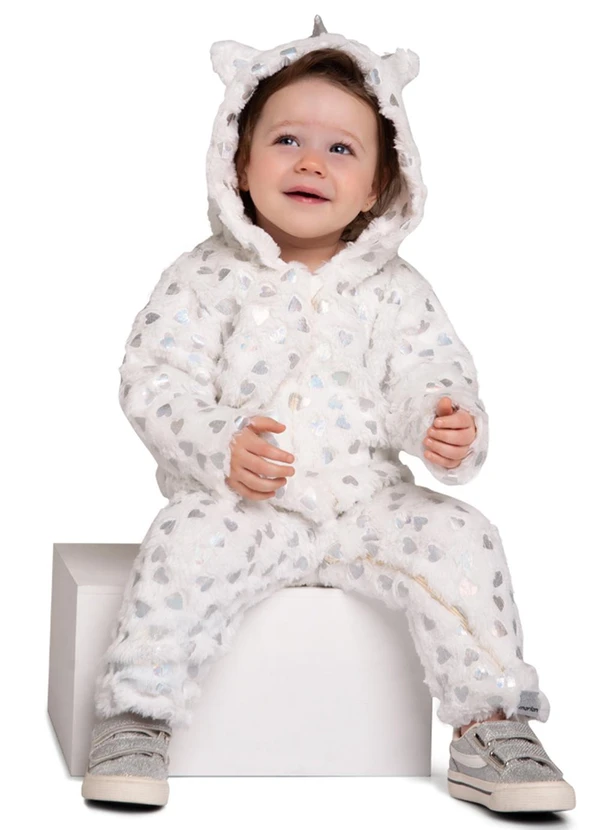 Marlan - Macacão Infantil em Pelo Coração Bege 1