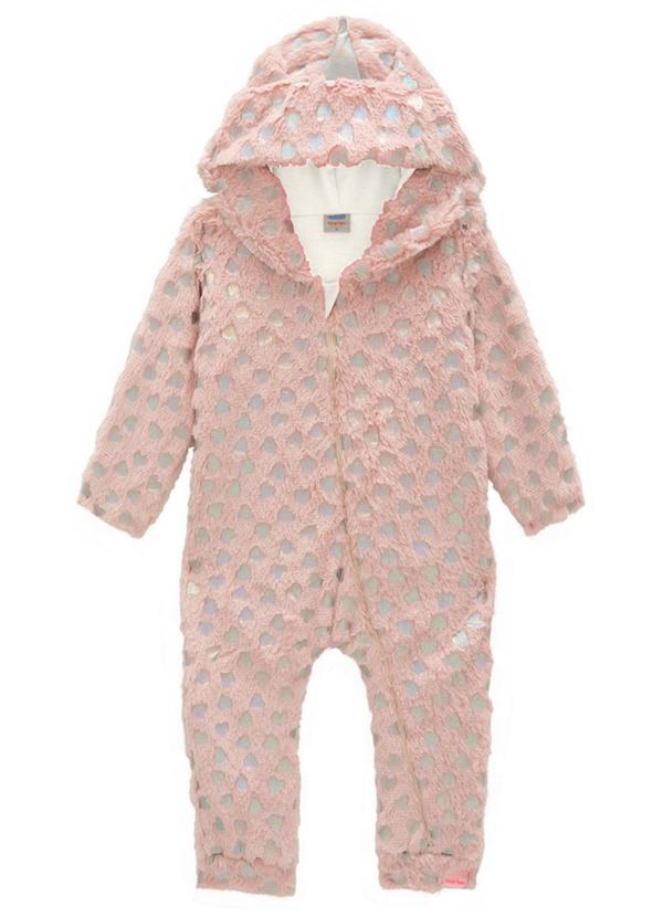 Marlan - Macacão Infantil em Pelo Coração Rosa