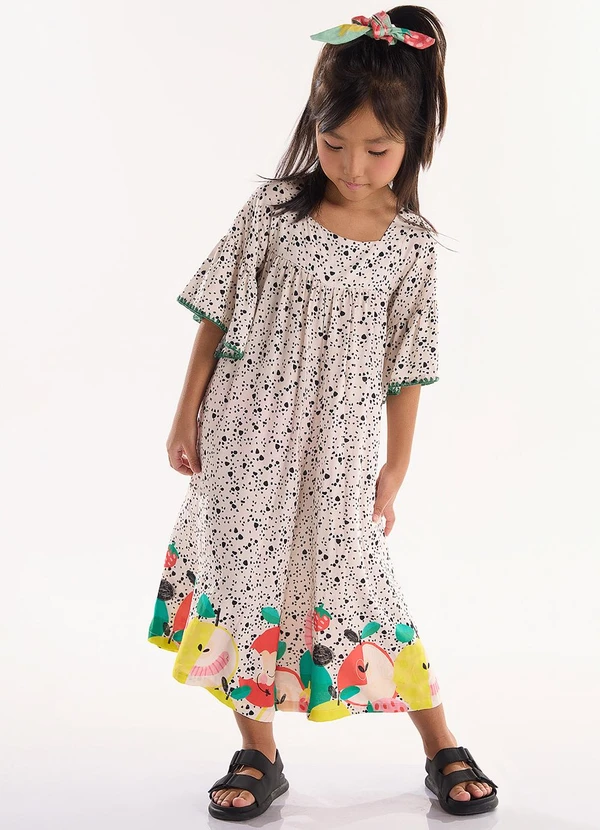 Três e Já - Macacão Infantil em Viscose Bege